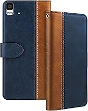 Leather Flip Case Compatible with BQ Aquaris E5 Case with Card Holder RFID Blocking Magnetic Kickstand Slim Fit Business Protective Cover(Blue)