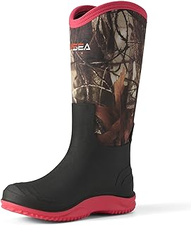 Women's Mud Rain Boots, Waterproof Tall Garden Shoes, Insulated Neoprene Rubber for Outdoor Activities: Hunting, Gardening, Farming, Muddy Yard Work, Sizes US 6-11