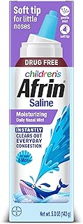 Afrin Moisturizing Children’s Saline Mist for Everyday Nasal Congestion and Dry Nose, Isotonic Seawater Saline Spray for Babies 6+ Months, Drug Free Baby Congestion Relief with Soft Tip Nozzle, 5 oz