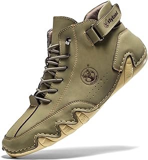 Men's Casual Leather Fashion Sneakers Ankle Chukka Boots Slip On Lightweight Loafers Walking Driving Shoes