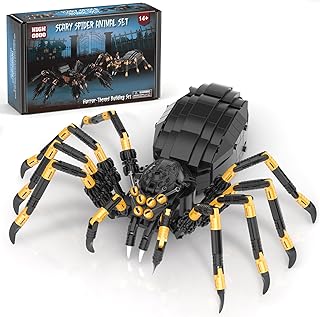 Wild Animals Spider Building Set, Magic Animal Black Spider Model Kit, Horror Halloween Spiders Toy for Teens Adults 14+ (445PCS)