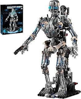 Mechanical Skeleton Robot Building Set with LED Lights （692PCS） Poseable Model with Movable Gears & Display Stand, STEM Toy & Gothic Decor Gift for Adults Teens Age 14+