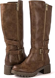 Women’s Knee-High Riding Boots Tall Fashion Boots with Chunky Low Heel & Side Zipper Everyday Wear Casual Boots For Women