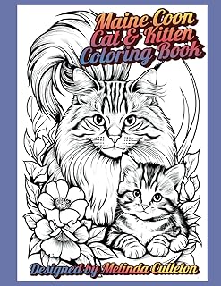 Maine Coon Cat & Kitten: Coloring Book