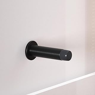 HOMOTEK 8 Pack Heavy Duty Solid Rigid Door Stops Bumper Sound Dampening Door Stoppers with Soft Rubber Tip, Zinc Die Cast DoorStops Wall Protector 2.8" DoorStoppers, Black