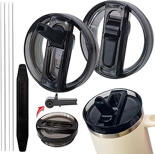 2 Pack 40 oz Tumbler Detachable Flip Straw Lid Replacement Fit for Stanley Quencher ProTour,Leak Proof Lid Compatible with Stanley Cup,No Spill Flip Top Tumbler Cover for Stanley Cup Accessories