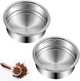 2PCS Reusable 51mm Filter Basket Pressurized, Stainless Steel Coffee Portafilter Basket Double Layer Pressurized Espresso Filter Compatible with Delonghi and Breville for 51mm Coffee Machines Part