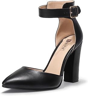 Women's IN4 Pedazo High Block Heels Pumps Pointed Closed Toe Ankle Strap Dress Wedding Shoes