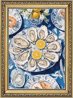 AIKETUO Gold Framed Retro Vintage Wall Art for dining Room, Vintage Kitchen Picture Wall Decor, Artwork for Aesthetics dining Room Restaurant Hotel Desk Table Decoration 16" L x 12" W