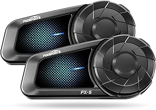 Fodsports FX-S Motorcycle Bluetooth Headset V5.4, 2-Way Helmet Intercom Communication System with IP67 Waterproof, CVC Noise Cancellation, Hands-Free Music/Call, 2 Type Mics, Black, 2 Pack