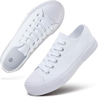 White Sneakers for Women Low Top Canvas Shoes Womens Canvas Sneakers Women's Fashion Sneakers Slip on Casual Tennis Shoes