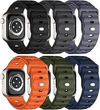 Sport Bands 6-Pack Compatible with Apple Watch Ultra 3/2 Band 49mm 46mm 45mm 44mm 42mm, Wide Soft Silicone Wristbands Waterproof Strap Men for iWatch Series 11 10 9 8 7 6 5 4 3 SE Ultra