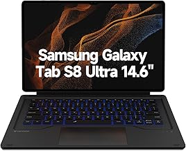 Dexnor Keyboard Case for Samsung Galaxy Tab S8 Ultra Keyboard 14.6 Inch Magnetic Detachable Book Cover Style Keyboard Multi-Touch Trackpad Backlit S Pen Holder-Black