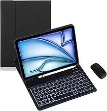 Keyboard Case for Samsung Galaxy Tab Active 5 Pro 10.1 inch Model: SM-X350 / SM-X356B Removable Bluetooth Keyboard Covor Built-in Pen Holder (Black Case,Backlit + Mouse)