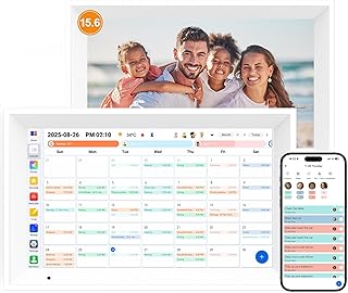 Digital Calendar 15.6" Digital Wall Planners for Family Schedules, Electronic Calendar with 1920*1080 Interactive Touchscreen, Digital Photo Frame Built-in 64GB Memory, Smart Calendar-White