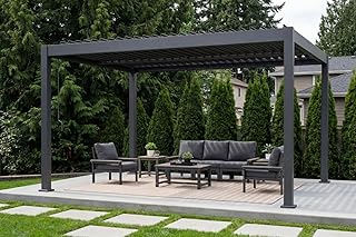 10' x 13' Louvered Pergola Outdoor Aluminum Pergola Kit with Adjustable Roof, All-Weather Metal Gazebo with Drainage System for Patio, Deck, Garden and Backyard Shade, Gray