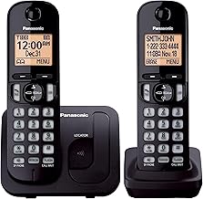 Cordless Phone, 1.6" Backlit Display, Call Block, Speakerphone, 10 Hours Talk Time, 2 Handsets - KX-TGC202B (Black)