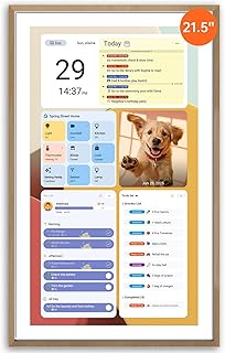 Apolosign 21.5-inch Digital Calendar & Smart Family Wall Planner, No Subscription, Shared Touchscreen Display with Calendar Sync, Chore Charts & Family Scheduling Hub (Teak)