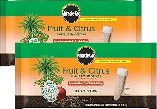 Miracle-Gro Fruit & Citrus Plant Food Spikes - 10-15-15 NPK Easy-to-Use Nutrition for Fruit and Citrus Trees, Plant Fertilizer, 12 Spikes, 3 lb. (2-Pack)