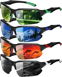4 Pack Polarized Sports Sunglasses for Men & Women | UV Protection Lightweight Wraparound Sunglasses for Outdoor