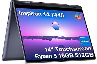 Dell Inspiron 14 2-in-1 Touchscreen Laptop (14" FHD+ IPS, 16GB DDR5 RAM, 512GB SSD, AMD Ryzen 5 8640HS (> intel i7-1255U)) For Business, Students, FP, Backlit, FHD Webcam, Inspiron 7445, Win 11 Pro