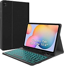 JUQITECH Backlit Keyboard Case for Samsung Galaxy Tab S6 Lite 10.4" 2024/2022/2020, Galaxy Tab S6 Lite Tablet Cover Case with Wireless Keyboard S Pen Holder SM-P620/P625/P610/P613/P615/P619, Black