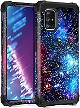 for Galaxy A71 5G Case,Shiny in The Dark Three Layer Heavy Duty Shockproof Hard Plastic Bumper +Soft Silicone Rubber Protective Case for Samsung Galaxy A71 5G,Blue Sky