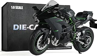 1:9 Motorcycle Model for Kawasaki Ninja H2 Metal Die-cast Motorcycle Model No Assembly Required Mini Finished Moto Classic Collection Gift for Adult(Black)