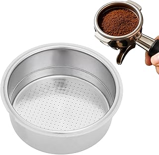 Stainless Steel Coffee Filter, Double Cup Coffee 51mm Pressurized Porous Filter, Double Layer Portafilter Basket, Coffee Machine Replacement Accessories