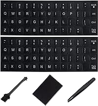 English Keyboard Stickers,[5 in 1] Replacement English Keyboard Letters Sticker with White Font on Black Background Universal for Laptop Desktop Computer,Matte Alphabet Sticker