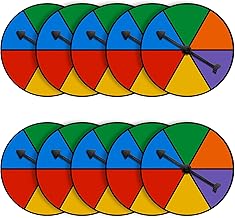 Chivao 10 Sets Colorful Game Spinner Wheel Blank Erasable Math Game Spinner Board with Plastic Rotating Arrows for Prizes