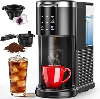 COWSAR Commercial Single Serve Coffee Maker, K Cup Coffee Brewer for Capsule and Ground Coffee, Capsule Coffee Machine with 40 Oz Water Tank, Instant-Heat, 5 Brew Sizes Up To 14 Oz, Satin Black