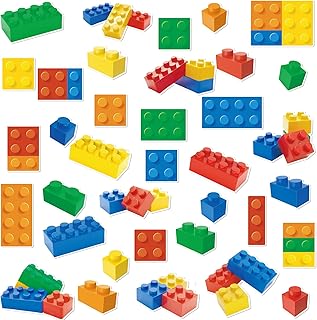 72 Pcs Building Blocks Bulletin Board Cutouts Decorations Colorful Building Blocks Paper Cutouts Accents for Home School Chalkboard Classroom Back to School Decor Supplies