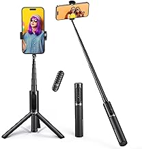 Selfie Stick Tripod, 3-in-1 Extendable Aluminum Phone Tripod with Detachable Bluetooth Remote, Compatible with iPhone 17/16/15/14/13/12/11/11 Pro/XS Max/XR and Samsung Smartphones, Black