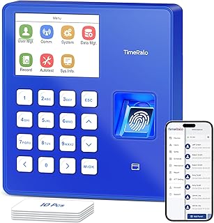 Cloud-Based Time Clock for Small Businesses, 3-in-1 Fingerprint Attendance System with Smart Scheduling, Overtime & Lunch Rules, 2.4GHz WiFi, Auto Reports, No Monthly Fees (with 10 ID Cards)