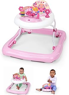 Bright Starts JuneBerry Walk-A-Bout Baby Walker and Entertainer, with Easy Fold Frame for Storage, Ages 6 Months +