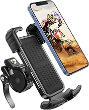 Bike Phone Holder Mount, [Super Stable Metal] Motorcycle Phone Mount with Security Lock, Bicycle Phone Holder Handlebar with Soft Cushion & Adjustable Clip Compatible with 4.7''-6.8'' Phone