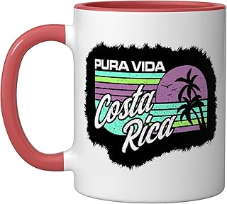 Pura Vida Costa Rica Vacation Vintage Ceramic Mug, Red/White