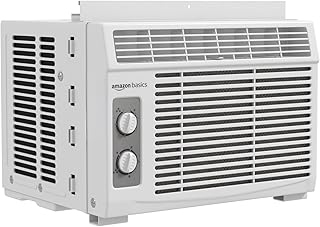 5000-BTU Window Air Conditioner with Quiet Operation, Up to 150 Sqf, Cool and Fan Functions, Washable Filter, Adjustable Window Kit, Intuitive Mechanical Controls, for Small Room, White