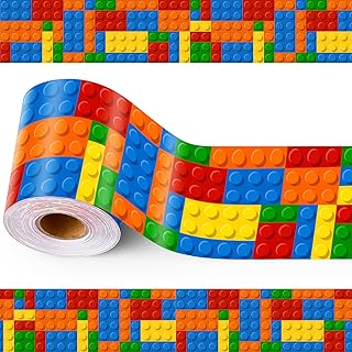 1 Pack 65 Feet Building Block Bulletin Board Borders Colorful Bulletin Blackboard Blocks Straight Trim Borders Decorations for School Classroom Office and Home