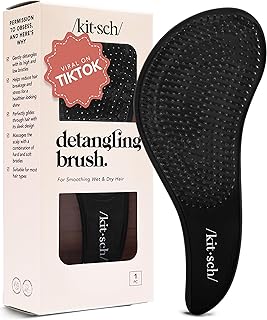 Kitsch Detangler Brush – Gentle Curly Hair Brush with Flexible Bristles for All Hair Types - Wet or Dry | Detangling Hair Brushes for Women & Men, Hairbrush for Adults & Kids - Black