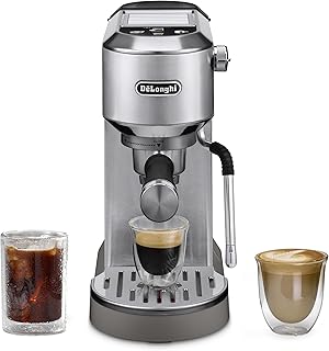 Dedica Duo Compact Espresso Machine - Cold Brew Coffee Maker with Milk Frother Wand- for Espresso, Hot & Iced Coffee, Cappuccinos, Lattes & Home Barista Brewing, Stainless Steel Finish
