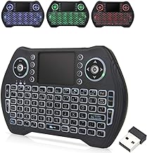 Easytone Backlit Mini Wireless Keyboard with Touchpad Mouse Combo Remote Control with Rechargeable Li-ion Battery and Multimedia Keys for Android TV Box HTPC PS3 Smart TV PC X-Box Linux Windows MacOS