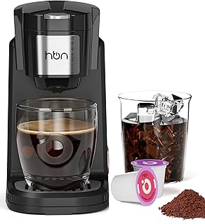 HBN Single Serve Coffee Maker for K-Cup & Ground Coffee, Fast Brew One Cup Coffee & Tea Machine with 10oz Stainless Steel Tank, Compact Design Capsule Coffee Machine, Black