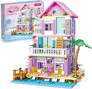 Seaside Villa Building Set 573 Pieces Toys for Girls Building Blocks House Beach Villa Construction Bricks Holiday Cottage Bricks Toys for Girls Age 6+