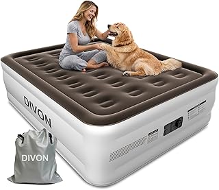 Full Air Mattress with Built in Pump Raised, 2 Min Self Inflatable Mattress, 18’’ Blow up Mattress for Adults, 660 LBS Portable Air Bed for Guest, Camping, Travel & Floor, Brown