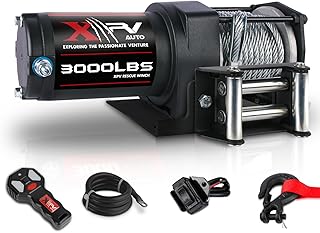 XPV AUTO 3000 lb 12V DC Electric Winch with Both Wireless Handheld Remote and Corded Control Recovery Steel Cable Waterproof Winch for UTV ATV Boat