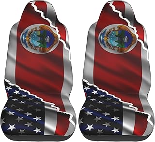 USA American and Costa Rica Friendship Flag Car Seat Covers 2 Pcs, Auto Universal Front Seat Protector for Men Women Dogs Breathable Polyester，Fit for Cars, Sedans, Trucks, Suvs