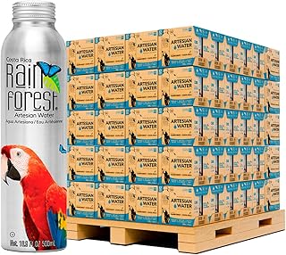 Rainforest Artesian Water, 500mL Aluminum Bottles, Costa Rica Premium Spring Water, Pallet of 88 Boxes - 1,056 Reusable Aluminum Bottles (500 ml / 16.9 oz Each) | Eco-Friendly & Sustainable Packaging