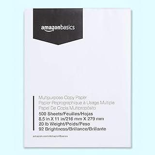 Multipurpose Copy Printer Paper, 8.5 x 11 Inches, 20 lb, 92 Bright, White, 1 Ream (500 Sheets), Jam-Free
